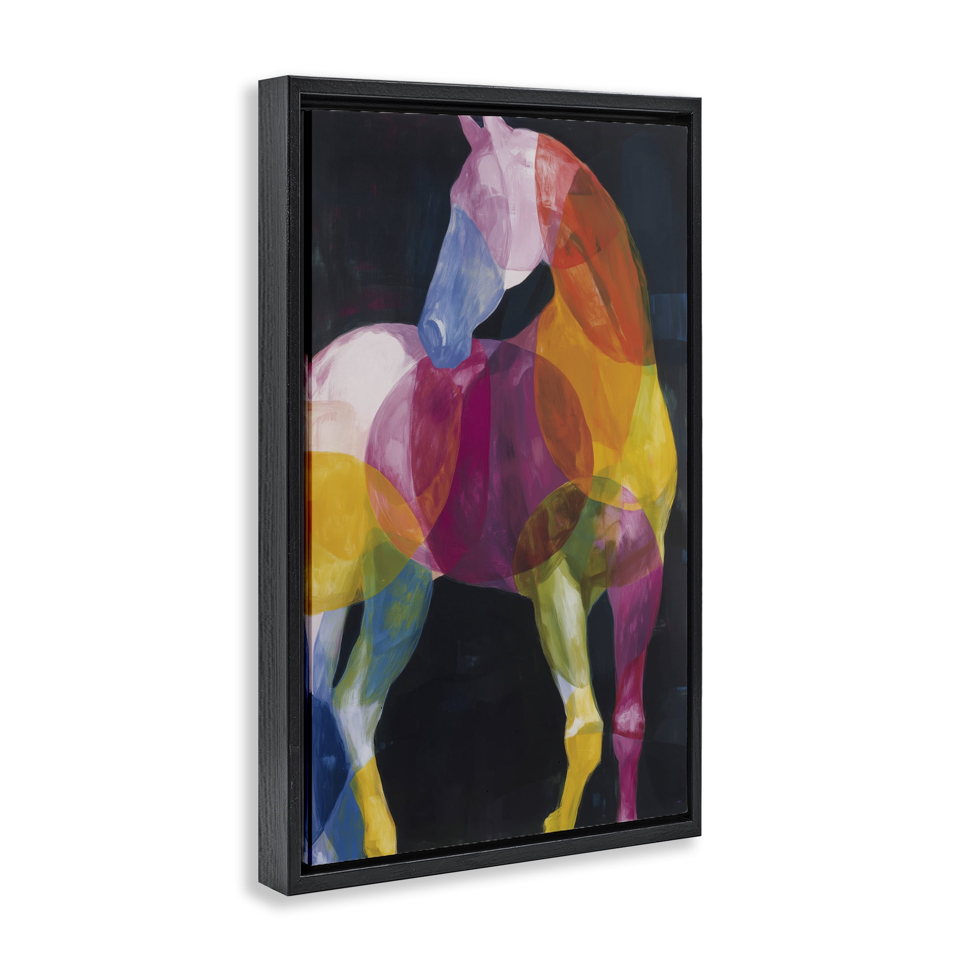 Stupell Industries Prism Horse Abstraction Black Framed Floater Canvas Wall Art, design by Chromatic Storm Studio