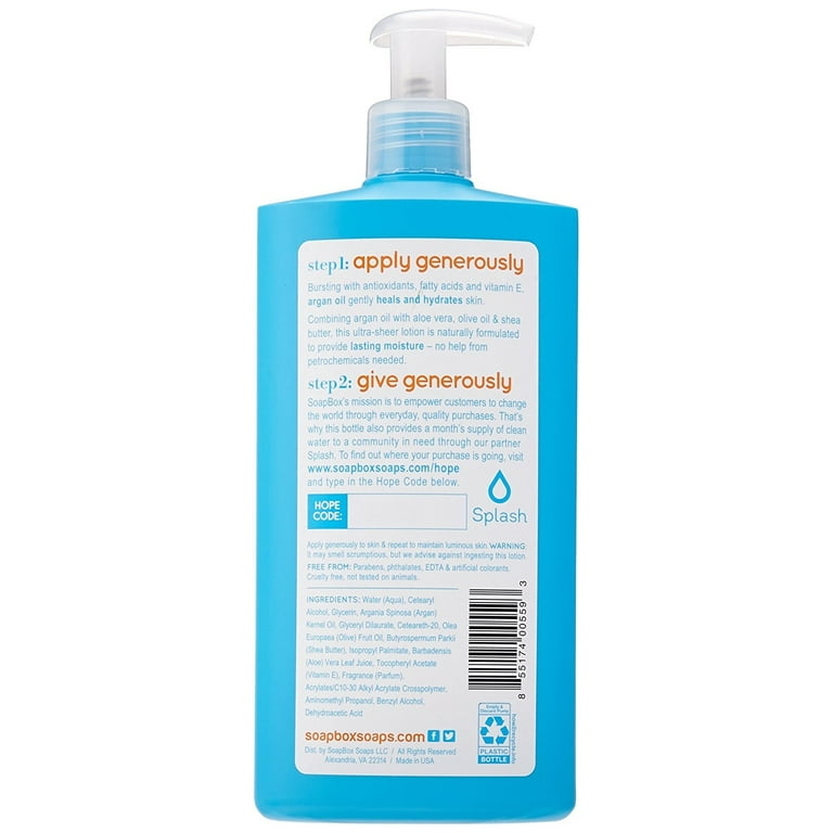 SoapBox Soaps Lotion, Argan Oil - Walmart.com
