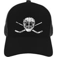 thumbnail image 4 of Crossed Goalie Sticks Hockey Baseball Cap Adjustable Mesh Trucker Hat, 4 of 8