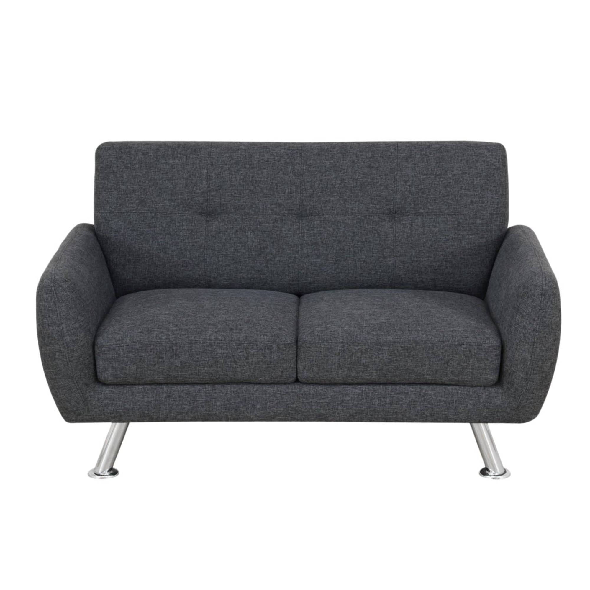 Mid Century Modern Sofa Couch 2 Seater Loveseat Chair with Metal Leg for Living Room Furniture, Black Grey