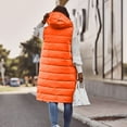 thumbnail image 6 of Women's Hooded Sleeveless Vest, Mid-Length Quilted Puffer Jacket, Slim Fit Winter Vest, Zip Front Casual Top, Lightweight Layering Piece Orange XL, 6 of 8