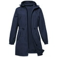 thumbnail image 6 of Women's Plus Size Long Waterproof Rain Jacket, Lightweight Hooded Windbreaker, Casual Outdoor Hiking Coat, Foldable Raincoat for Travel, All Season Rainwear, Packable Rain Jacket Navy XXXL, 6 of 6