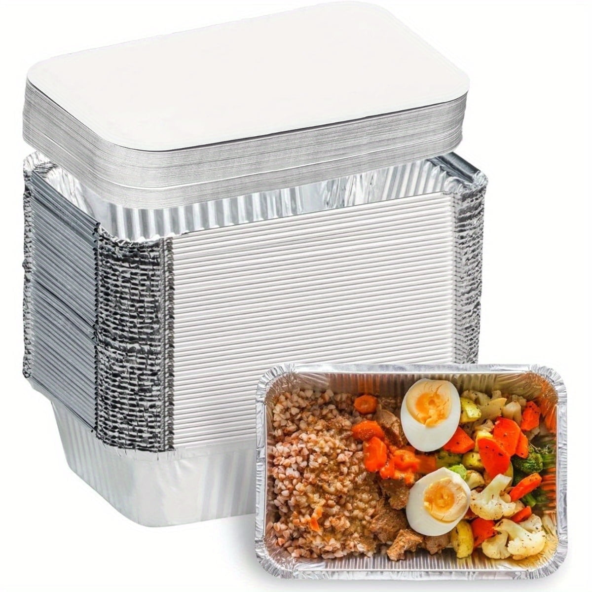 Stock Your Home 9x13 Disposable Baking Pan With Lid (25 Pack) Heavy Duty Aluminum Cake Pans With Lids, Clear Plastic Cover, Food Container For Lasagna, Casserole, Brownie, Rectangular Sheet Tray - View #8