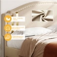 thumbnail image 3 of Upholstered Wingback Bed, Queen Bed Frame with Wood Slat, No Box Spring Needed, Beige, 3 of 6