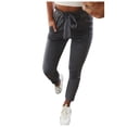 thumbnail image 1 of Gibobby Bolsillos casuales Bowtie Cintura Harem Up Mujeres Cintura Pantalones de encaje Pantalones Pantalones elásticos altos (Grey, XL), 1 of 5
