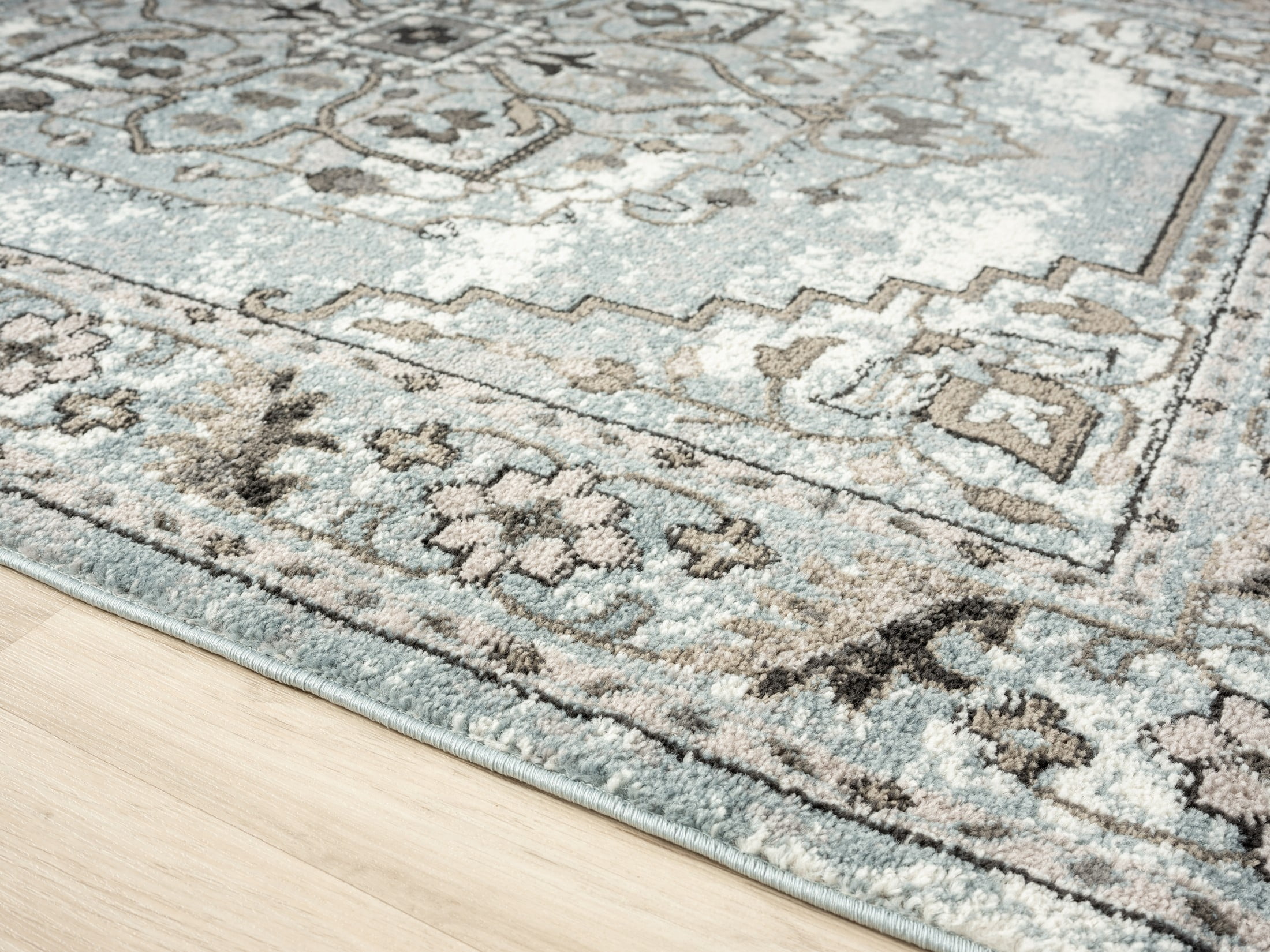 VCNY Home Victoria Floral Medallion Low Pile Indoor Area Rug, Grey, 8' x 10'