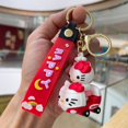 thumbnail image 3 of Llavero de dibujos animados 3D Hello Kitty llaveros de silicona de PVC con correa para la muñeca llavero muñeca de esponja bolsa de llaves de coche Accesorios, 3 of 4