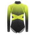 thumbnail image 4 of Doomiva Rhinestone Leotard for Girls Gymnastics Ballet Dance One Piece Shiny Long Sleeve Bodysuit Activewear Yellow 8, 4 of 6
