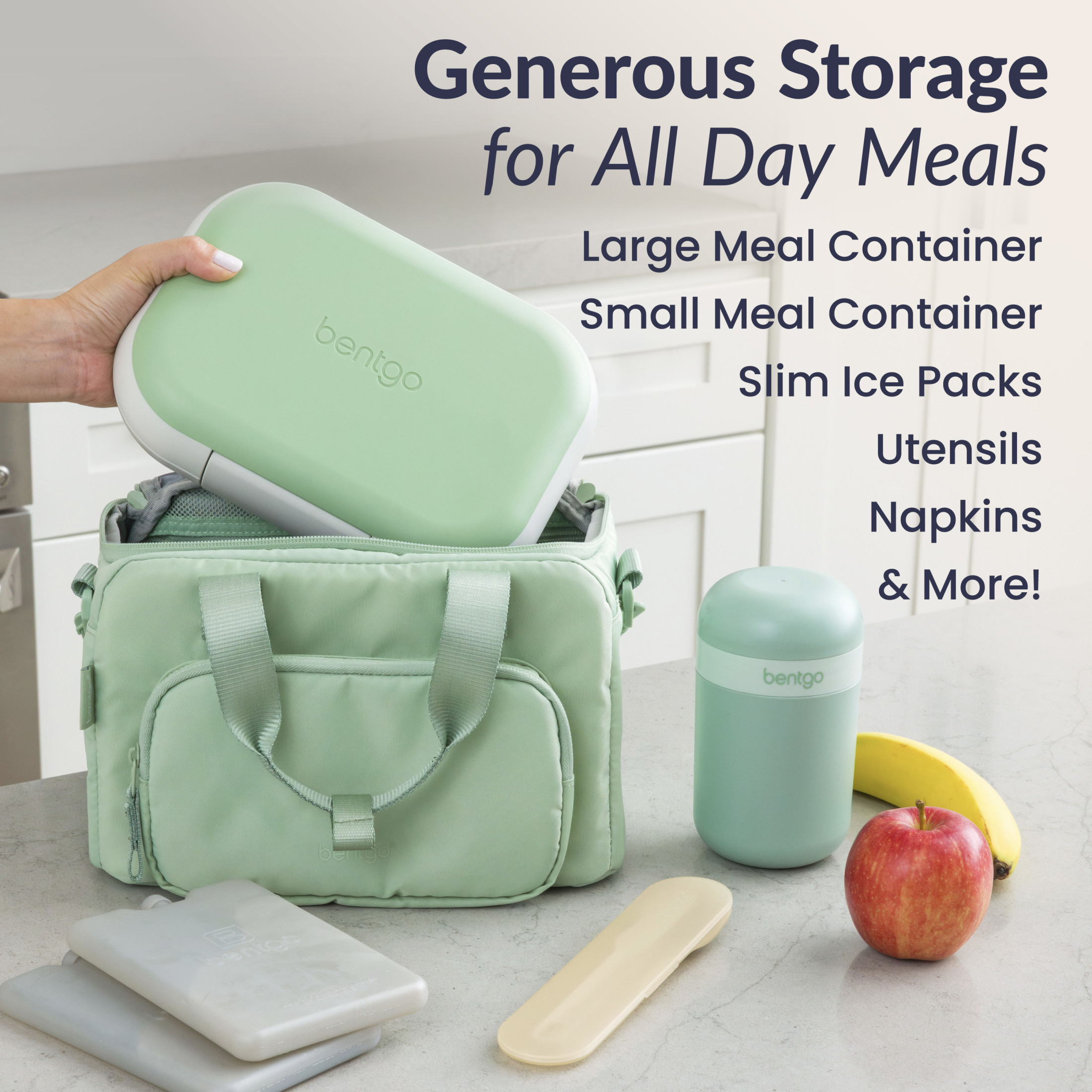 Bentgo Insulated Lunch Bag – Extra-Large Capacity Adult Lunch Bag with Shoulder Strap and External Storage Compartment, Durable, Lightweight, Ideal for Work, School, & Meals On the Go (Clay Green)