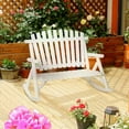 thumbnail image 2 of YYAo Rocking Bistro Chairs, Outdoor Rocker Chairs,Outdoor Wooden Rocking Chair with Slatted Seat, High Backrest, Armrests for Patio, Garden and Porch, White, 2 of 11