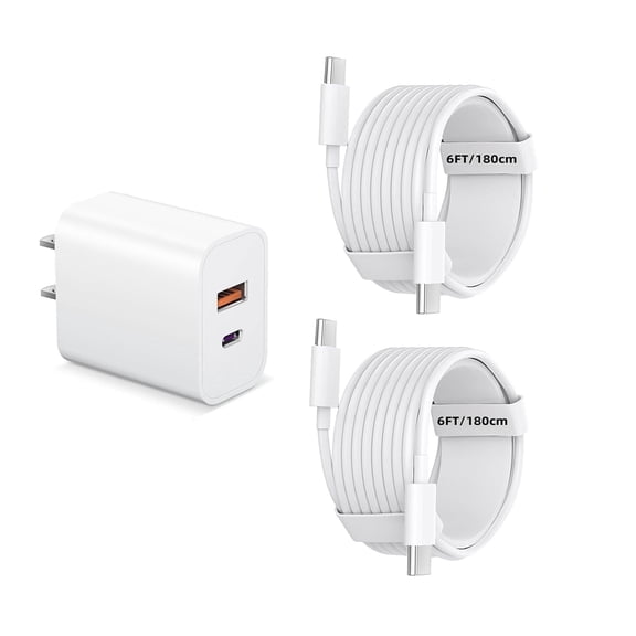 USB C Charger for i.Phone 16 Charger Fast Charging, Dual Port PD Power Adapter Wall Charger Block with 2Pack 6Ft USB C to USB C Cable for Phone 16/16 Pro/16 Pro Max/16 Plus/15 Pro/15 Pro Max/15 Plus