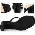 thumbnail image 3 of Dual Strap Embossed Chunky Heel Slide Sandals Black 9, 3 of 6