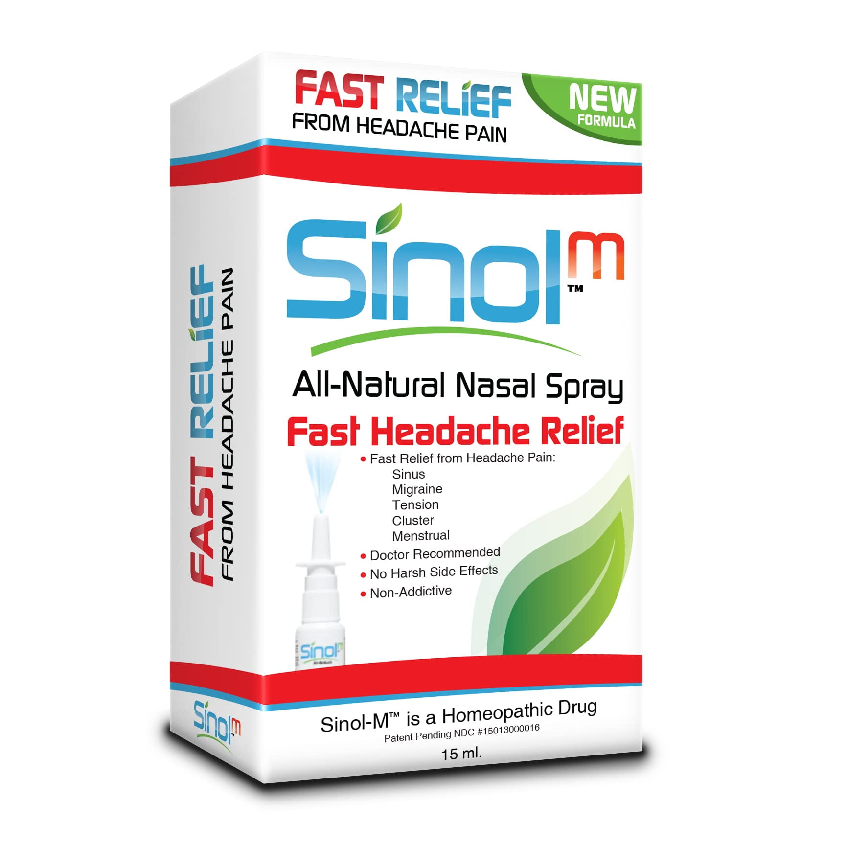Sinol SinolM All-Natural Nasal Spray Fast Headache Relief 15 ml