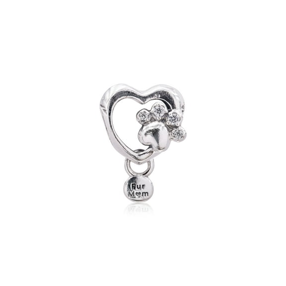 PANDORA Sparkling Paw Print & Heart Charm