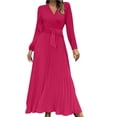 thumbnail image 2 of Blmnix Fit & Flare Dresses for Women Long Dresses A Line Dresses Dress Long Sleeve Maxi Pink V-Neck Belted Sunmer Dresses for Women 2026,M, 2 of 7