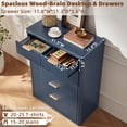 thumbnail image 6 of LEYAOYAO 3-Piece Bedroom Furniture Set, 6 Drawer Dresser and 2 Two-Drawer Nightstands with Open Shelves, Charging Station, Fluted Design, Navy Blue, 6 of 9
