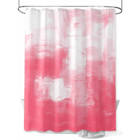 Fsddascl Abstract Pink Shower Curtain Set - Standard 72" x 72" Bathtub Curtain with 12 Hooks, Modern Graffiti Art Geometric White Paint Waterproof Fabric Stall Shower Curtains for Bathroom/Bathtub