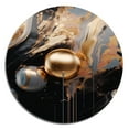 thumbnail image 2 of Designart "Marble Mirage Gold and Black III" Abstract Marble Metal Round Art Living Room, 2 of 5