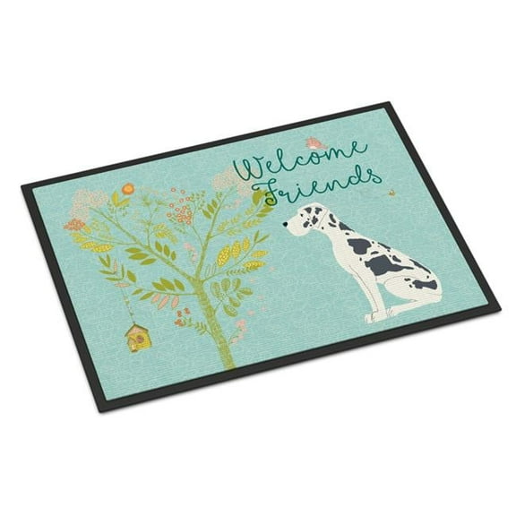 Welcome Friends Harlequin Great Dane Indoor or Outdoor Mat - 24 x 36 in.