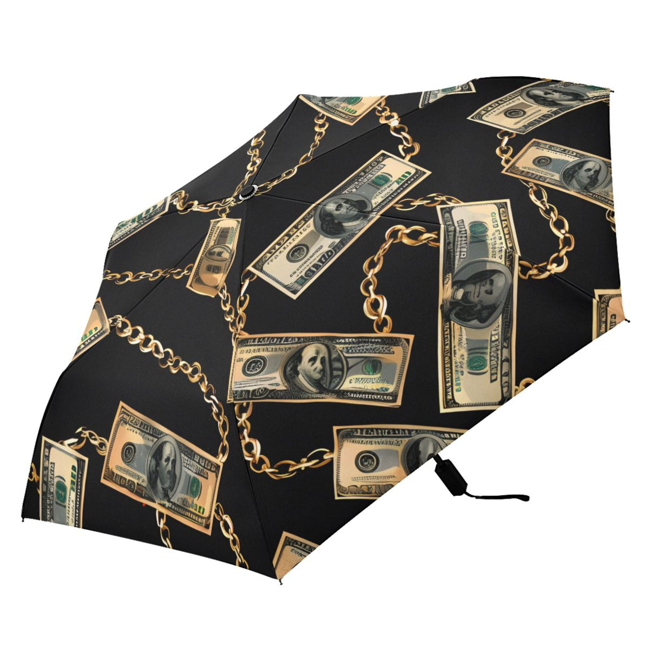 Luxury Dollar Bill Chain Compact Sun Umbrella Windproof Travel Umbrellas for Rain Strong Portable UV Protection