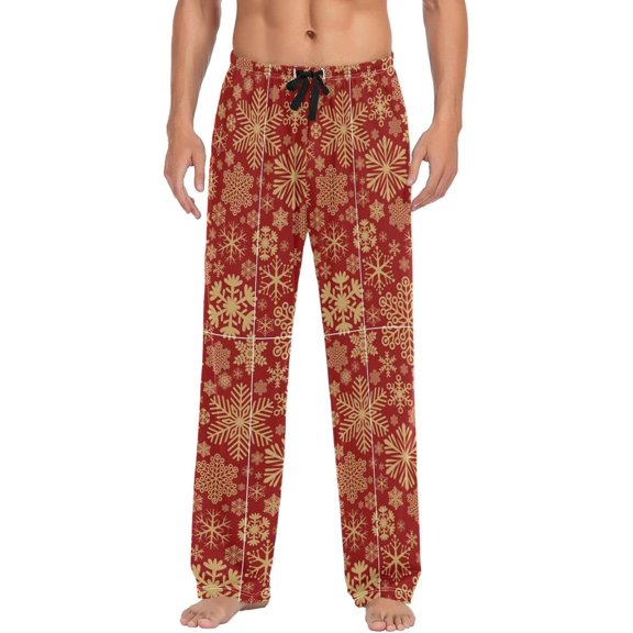 GZHJMY Chrismas Snowflake Pajama Pants for Men, Lounge Pants Lightweight Men Pajama Bottoms with Drawstring Pockets, Christmas New Year Birthday Gifts, Medium