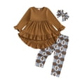 thumbnail image 1 of FOCUSNORM Toddler Baby Girls Cowgirl Clothes Set Ruffled Trim Long Sleeve Tops Long Pants Headband Fall Spring Outfits, 1 of 9