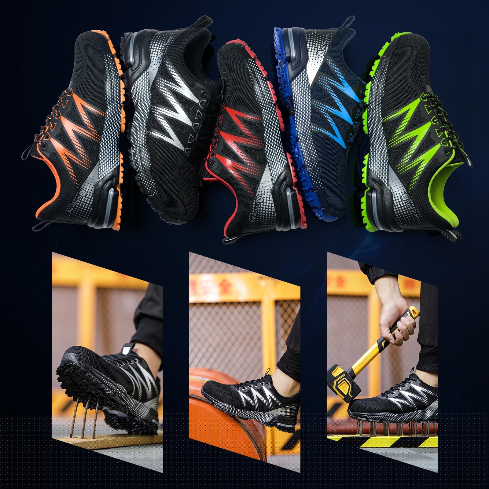thumbnail image 6 of Sogetch Steel Toe Shoes for Men and Women Lightweight Safety Sneakers Warehouse Industry Work Shoes, 6 of 7