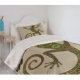 thumbnail image 2 of Ambesonne Colorful Quilted Coverlet 2 Pcs, Lizard Pattern, Twin Size, Green Tan, 2 of 5