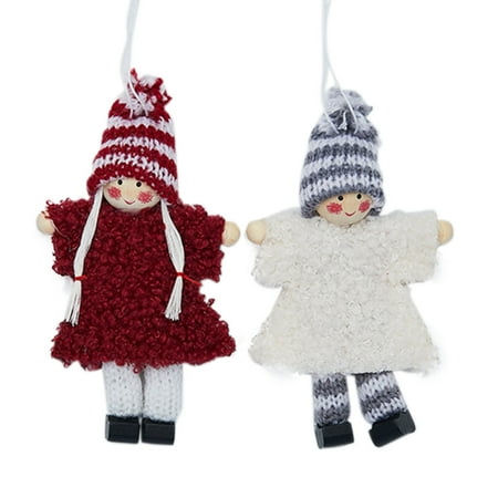 

Heiheiup 2PC Christmas Small Pendant Wool Plush Doll Pendant Christmas Home Scene Decoration Rosary Beads for Car