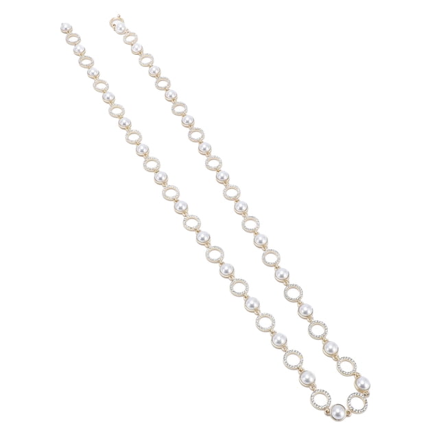 Cadena De Diamantes De Imitación De Perlas, Diseño De Círculo Hueco, Exquisita Cadena Para Hacer Joyas Para Disfraz De Baile