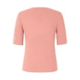 thumbnail image 4 of Women's Summer Sweater Short Sleeve V-Neck Breathable Cotton Pullover Soft Lightweight Knit Blouse Pink XXXL, 4 of 4