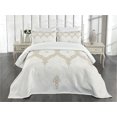 thumbnail image 3 of Ambesonne Moroccan Quilted Bedspread Set 3 Pcs, Eastern Elements Cream, Queen Size, White Umber Camel, 3 of 5