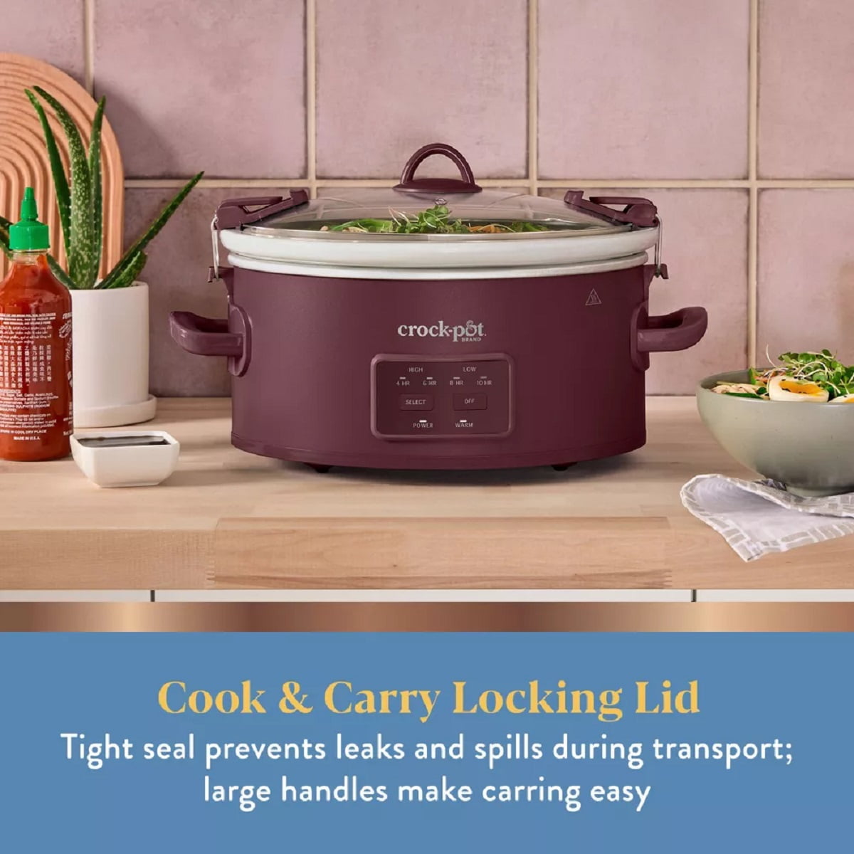 Crock-Pot 6qt Cook & Carry Programmable Slow Cooker Ceramic Lambrusco