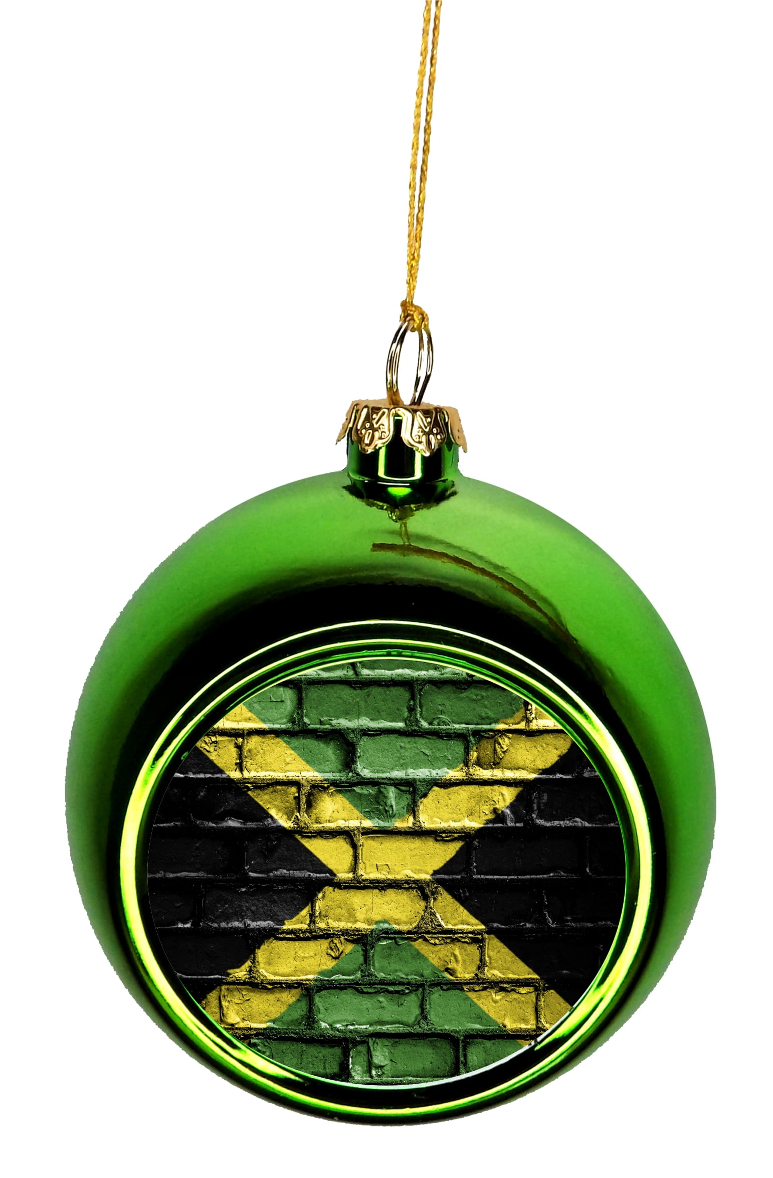 Flag Jamaica Jamaican Brick Wall Style Print Bauble Christmas