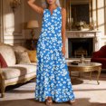 thumbnail image 6 of Uootdi Dresses for Women Floral Print Sleeveless Notch Neck Maxi Length Loose Fit Breathable Sundresses Casual Versatile Dresses Beach Vacation Wear Gift, 6 of 8