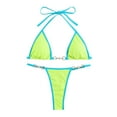 thumbnail image 3 of Gubotare Women's Chain Triangle Thong Bikini Set Sexy Two Piece Swimsuit Bathing Suit Green S, 3 of 5