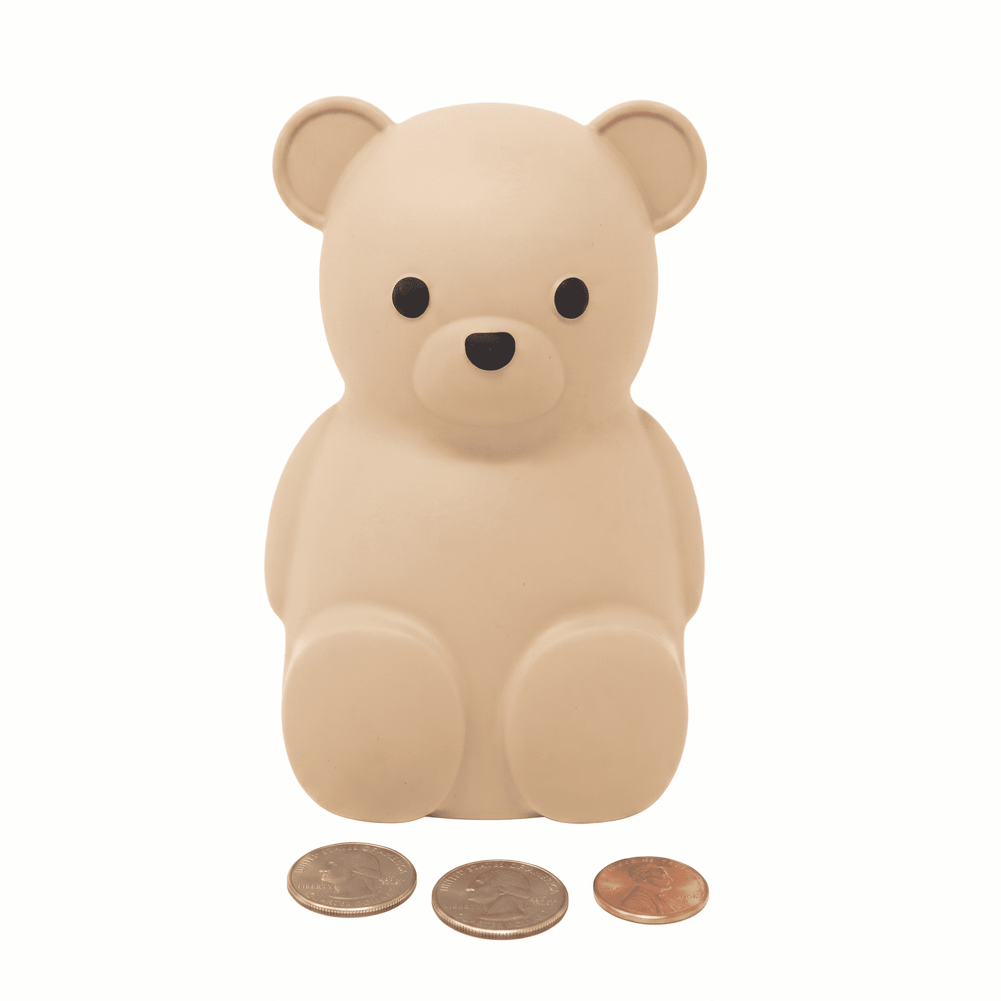 Brooklyn Neutral Unbreakable Silicone Teddy Bear Piggy Bank, Nursery Decor Gift for Kids