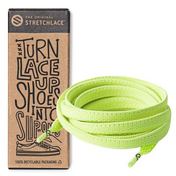 The Original Lacets Extensibles - Lacets Plats Élastiques Lacets Extensibles pour Espadrilles Adultes Lacets Élégants pour Personnes Âgées et Enfants avec Besoins Spéciaux Vert Néon 45 Po