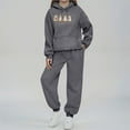 thumbnail image 2 of WTOBBY Women's Printed Hooded Sweatshirt and Sweatpants Set, Halloween Themed Graphic Lounge Wear Two Piece Outfit for Seasonal Party,Dark Gray 2XL, 2 of 5