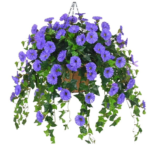 1/2PCS Artificial Hanging Flowers PlantsBasket for Outdoor Decoration, Silk Flower Planter UVResistant for Home Porch Patio Balcony Yard Spring Decor