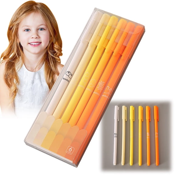 Hot Sell!Writing Pens,Gel Pens,6 Pcs Gradient Solid Candy Pastel Colors Rollerball 0.5 Mm Black Gel Ink Pens Cute & 5ml,Office Supplies,Classroom Essentials