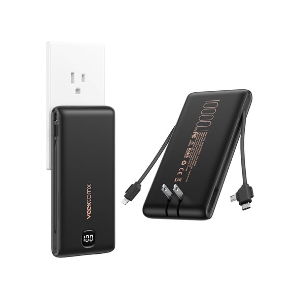 Power Bank VEEKTOMX de 10000 mAh con enchufe de pared AC para iPhone