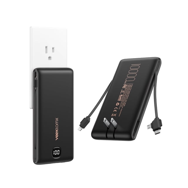 Power Bank VEEKTOMX de 10000 mAh con enchufe de pared AC para iPhone