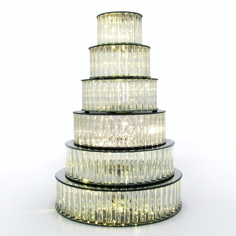 Crushed Diamond Mirror Tray Spinning Cake Stand Wedding Desert Holder  Christmas