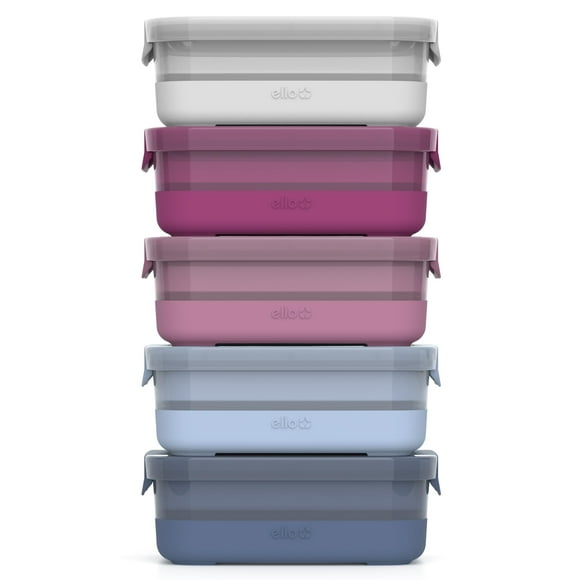 Set de recipientes para preparación de comidas Ello, 10 unidades, plástico sin BPA, paquete de 5