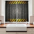 thumbnail image 2 of Ambesonne Construction Kitchen Curtains, Caution Tape Frame, 55"x45", Dark Taupe Marigold, 2 of 3