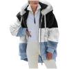 thumbnail image 5 of FNFYFH Womens Plus Size Sherpa Hoodies Color Block Zip up Fuzzy Fleece Coat Long Sleeve Fluffy Faux Fur Cardigan Coat with pockets, 5 of 6