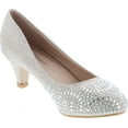 thumbnail image 7 of Forever Link Jemma-31 Womens Almond Toe Med Low Kitten Heel Jeweled Rhinestone Crystal Slide Slip On Pump Shoes, 7 of 7