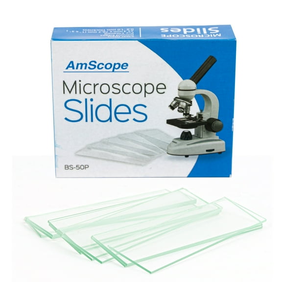AmScope Blank Microscope Slide Ground Edges Pre-Cleaned Clear Glass Microscope Slides, 50 Pieces