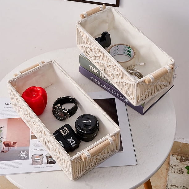 Caja de almacenamiento de escritorio Cesta de almacenamiento de cuerda de algodón tejida de cáñamo Cesta de almacenamiento Cesta de arreglo Cesta de cuerda de cáñamo Cesta de almacenamiento de